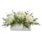 15" Hydrangea & Eucalyptus Artificial Arrangement In White Vase